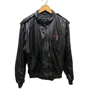 Vintage Firestone jacket bomber black VTG car racing coat sz L Swingster